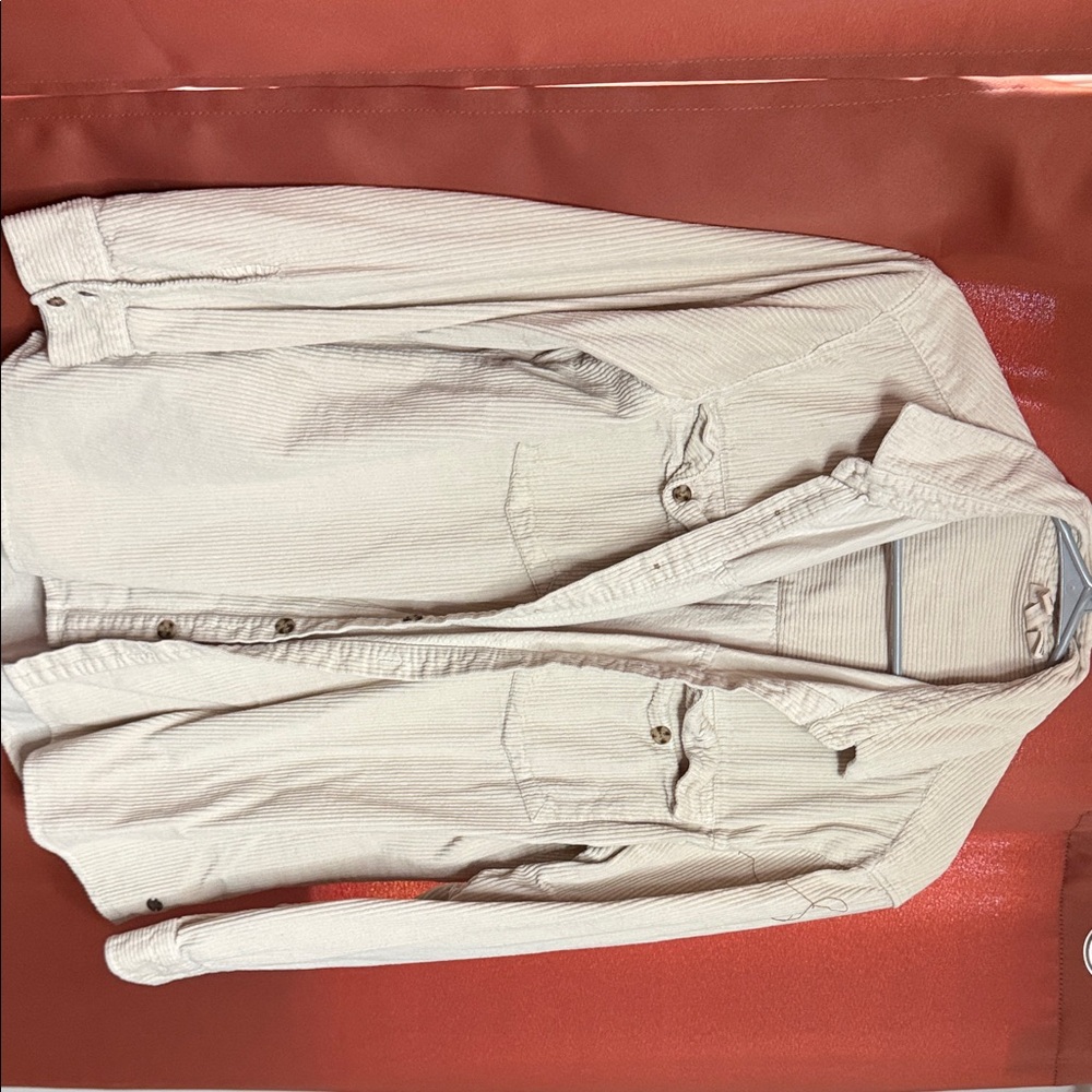 ROXY Light Beige Corduroy Button-Up Shirt